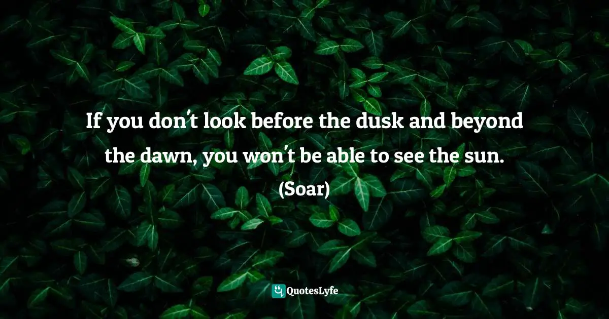 Soar, Yours, Poetically: Special Deluxe Edition Of Selected Poems And Quotes Quotes: "If you don't look before the dusk and beyond the dawn, you won't be able to see the sun. (Soar)"