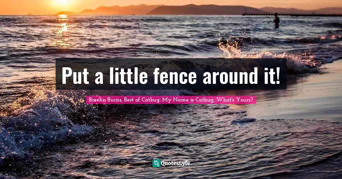 Breehn Burns, Best Of Catbug: My Name Is Catbug, What's Yours? Quotes: "Put a little fence around it!"