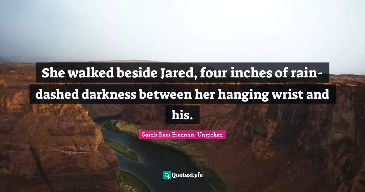 She walked beside Jared, four inches of rain-dashed darkness between her hanging wrist and his.