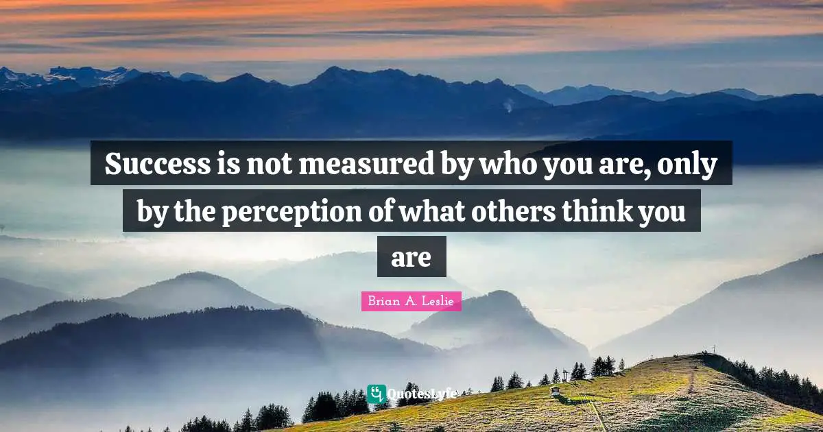 Success is not measured by who you are, only by the perception of what others think you are