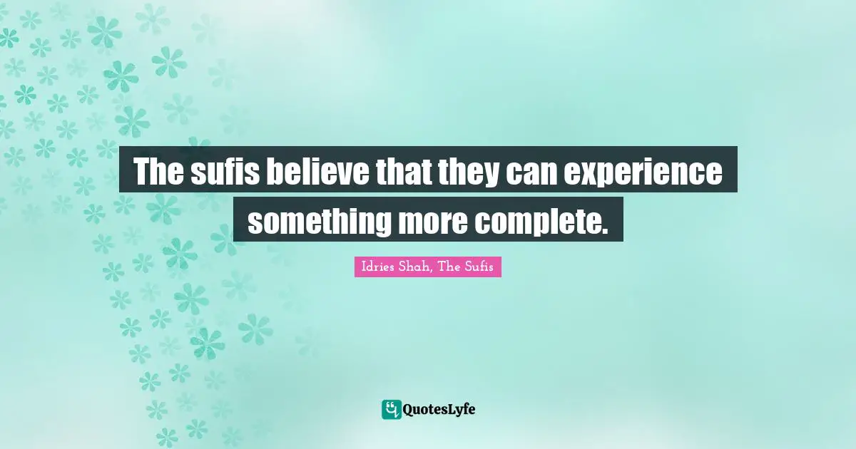 The sufis believe that they can experience something more complete.