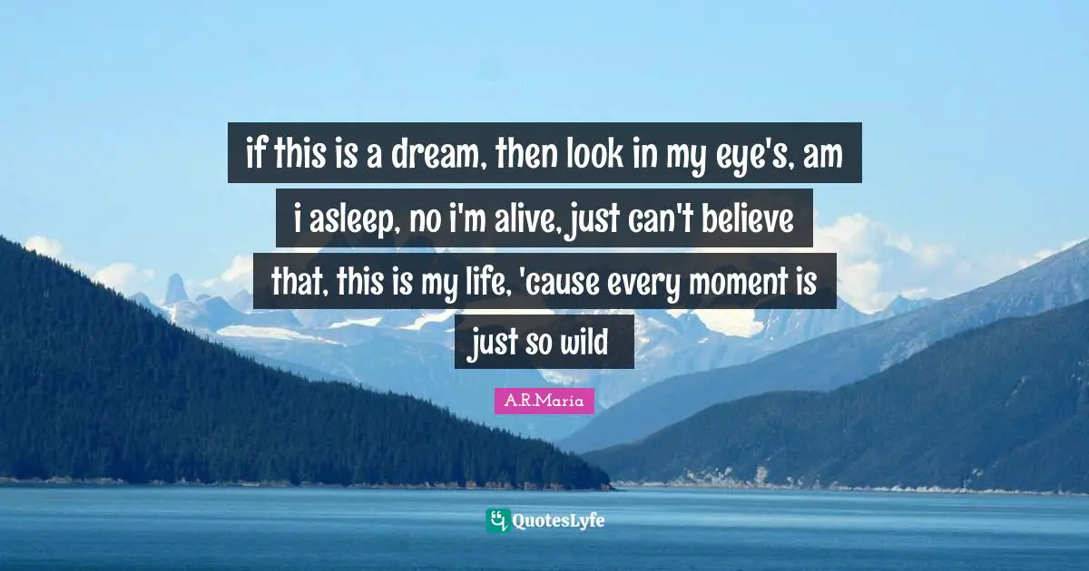 if this is a dream, then look in my eye's, am i asleep, no i'm alive, just can't believe that, this is my life, 'cause every moment is just so wild