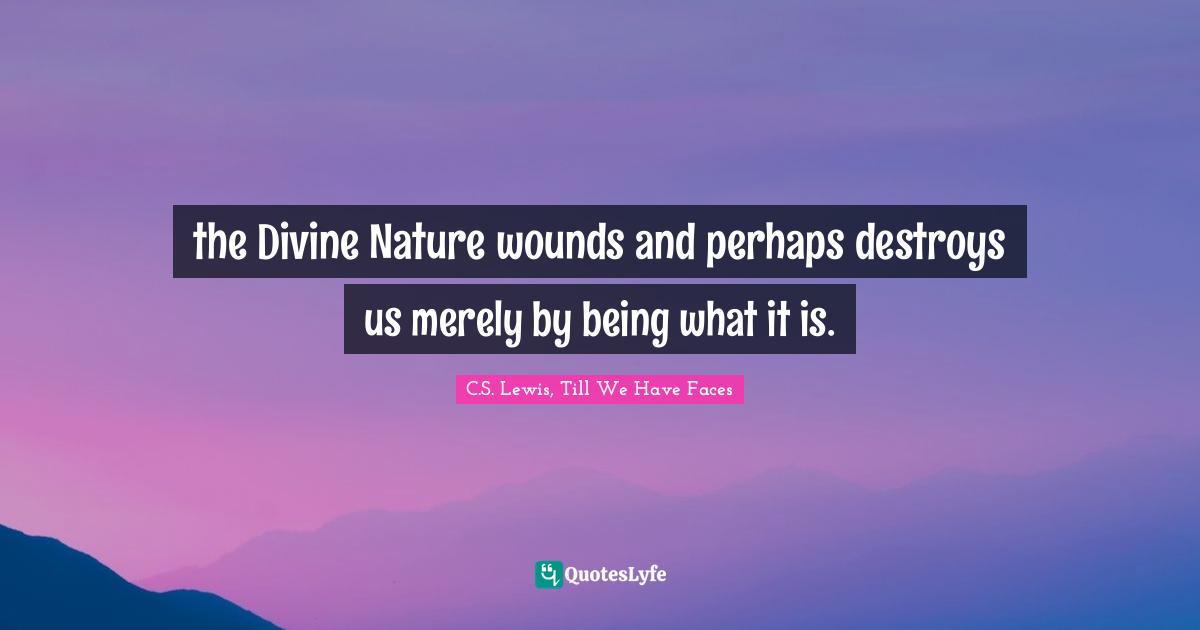 the Divine Nature wounds and perhaps destroys us merely by being what it is.