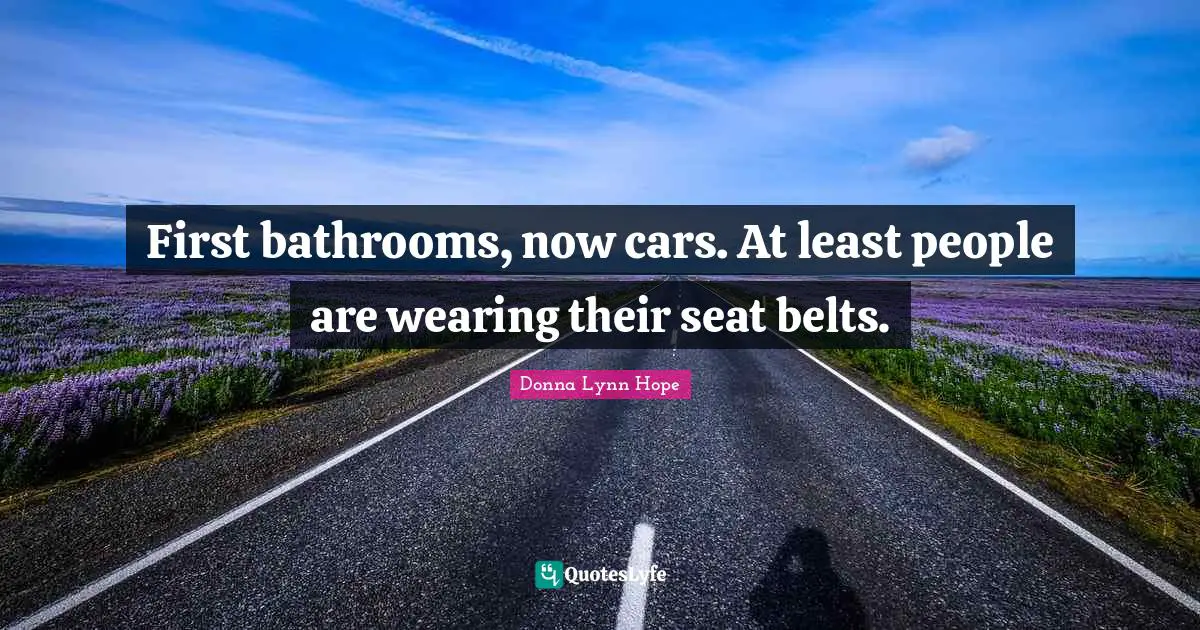 First bathrooms, now cars. At least people are wearing their seat belts.