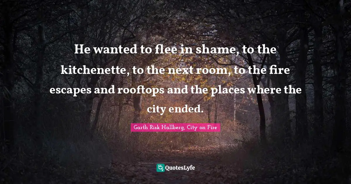 He wanted to flee in shame, to the kitchenette, to the next room, to the fire escapes and rooftops and the places where the city ended.
