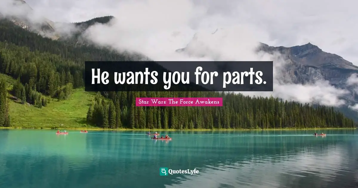 He wants you for parts.
