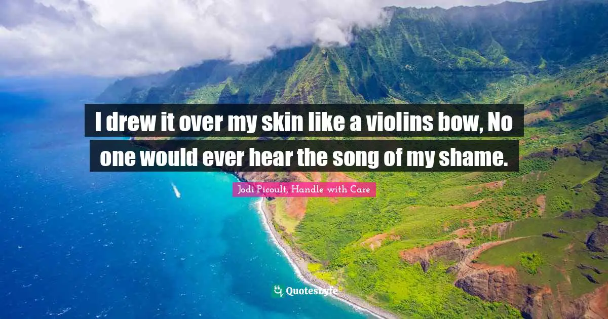 Jodi Picoult, Handle With Care Quotes: "I drew it over my skin like a violins bow, No one would ever hear the song of my shame."
