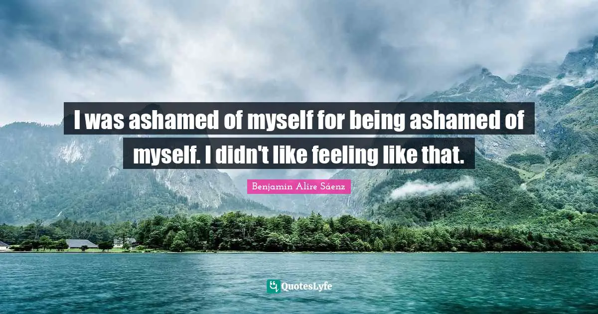 I was ashamed of myself for being ashamed of myself. I didn't like feeling like that.