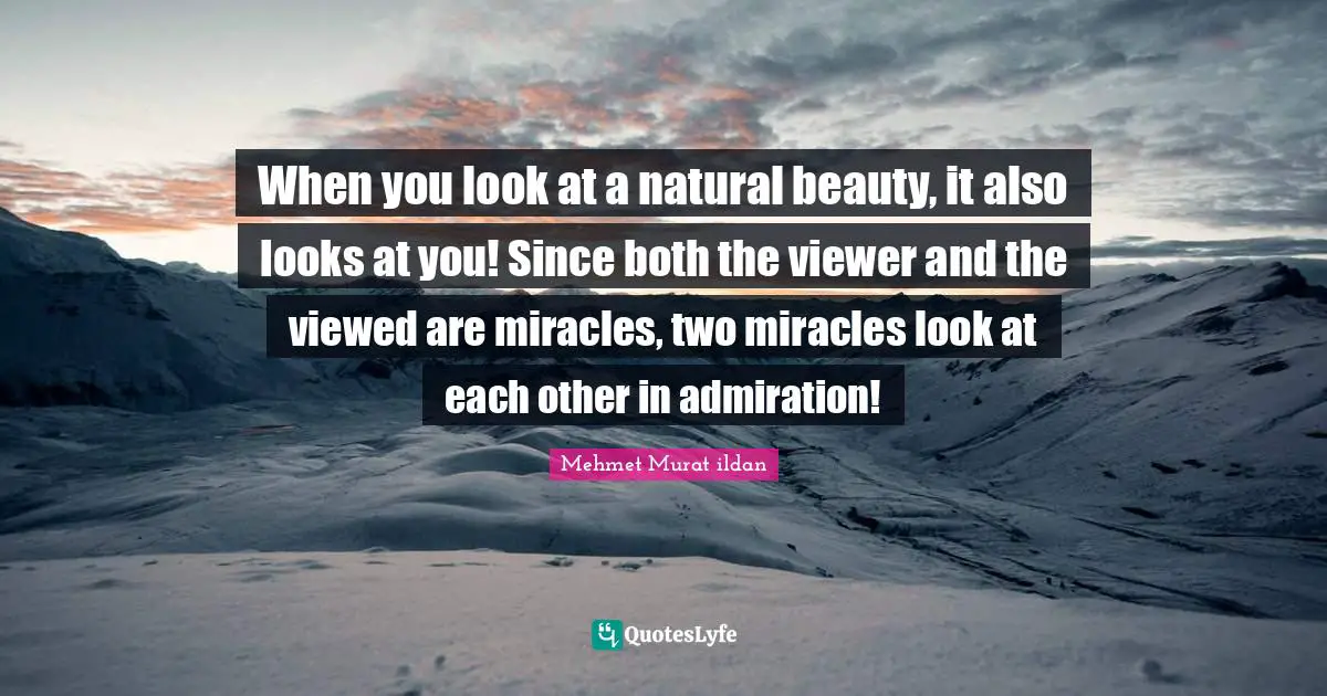 When you look at a natural beauty, it also looks at you! Since both the viewer and the viewed are miracles, two miracles look at each other in admiration!