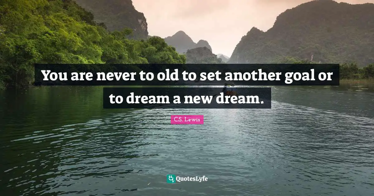 You are never to old to set another goal or to dream a new dream.