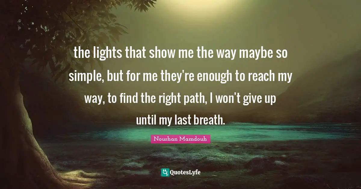 the lights that show me the way maybe so simple, but for me they're enough to reach my way, to find the right path, I won't give up until my last breath.