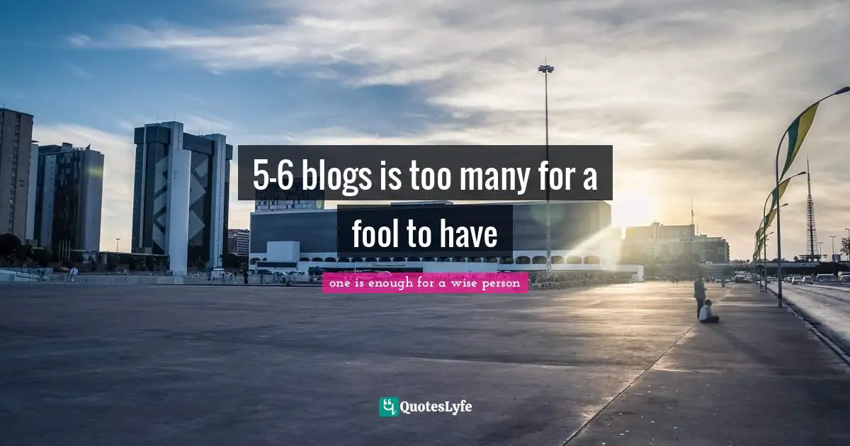 5-6 blogs is too many for a fool to have