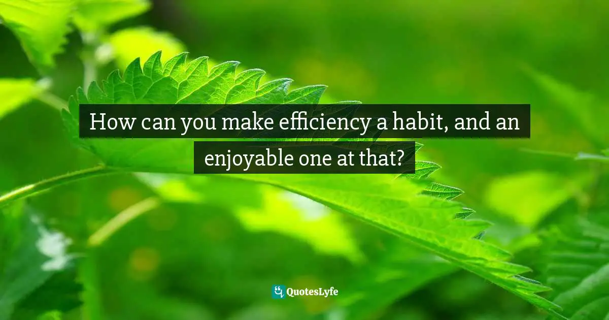 How can you make efficiency a habit, and an enjoyable one at that?