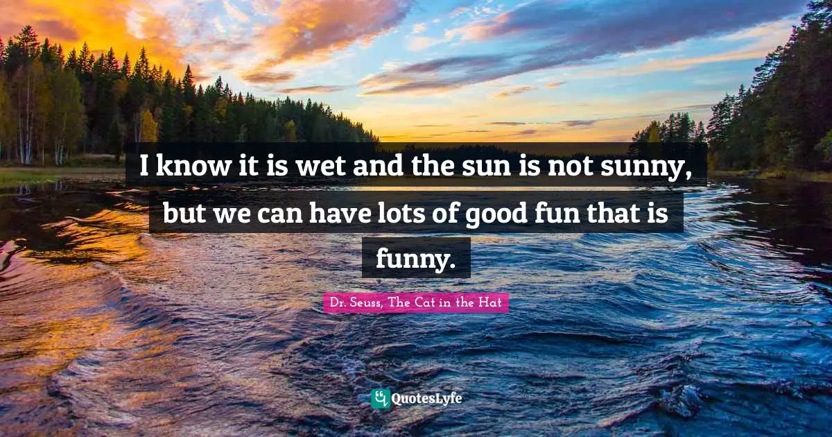 I know it is wet and the sun is not sunny, but we can have lots of good fun that is funny.
