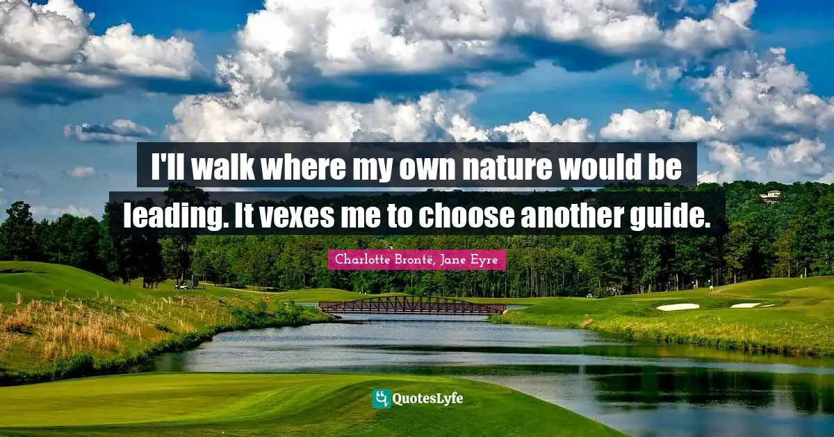 I'll walk where my own nature would be leading. It vexes me to choose another guide.