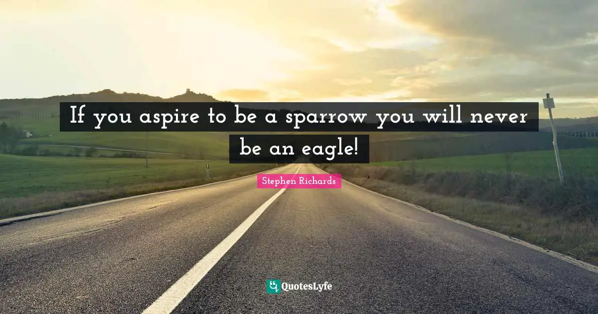 If you aspire to be a sparrow you will never be an eagle!