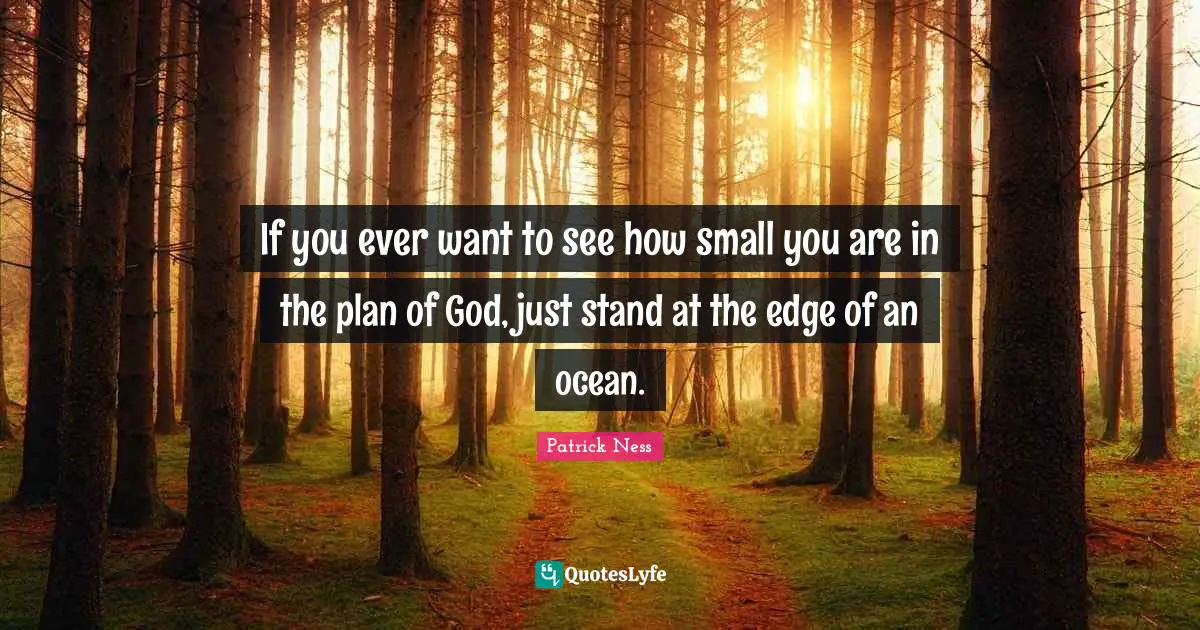 If you ever want to see how small you are in the plan of God, just stand at the edge of an ocean.