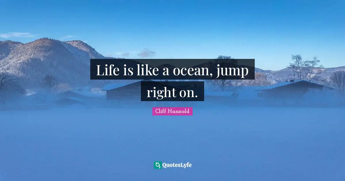 Life is like a ocean, jump right on.