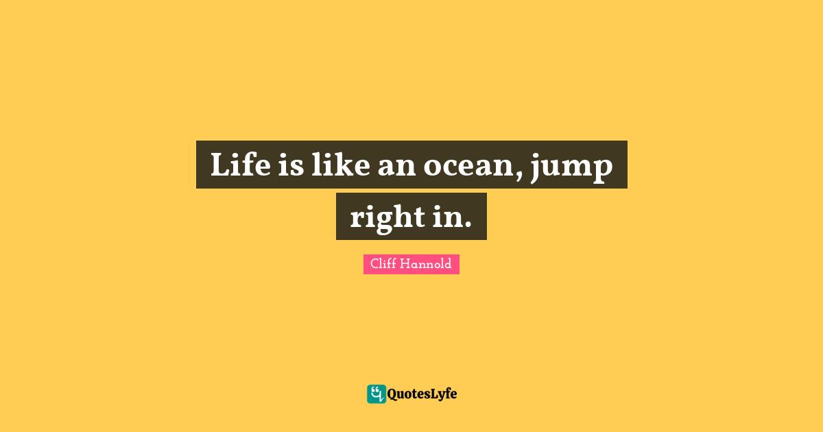 Life is like an ocean, jump right in.