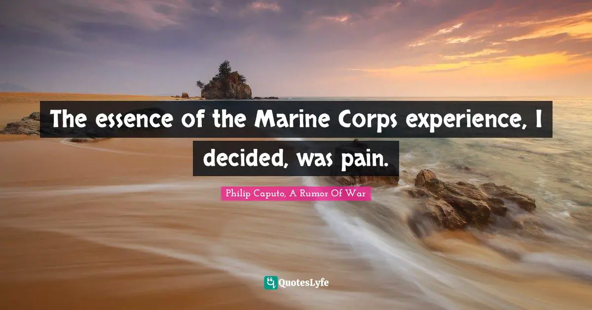 The essence of the Marine Corps experience, I decided, was pain.