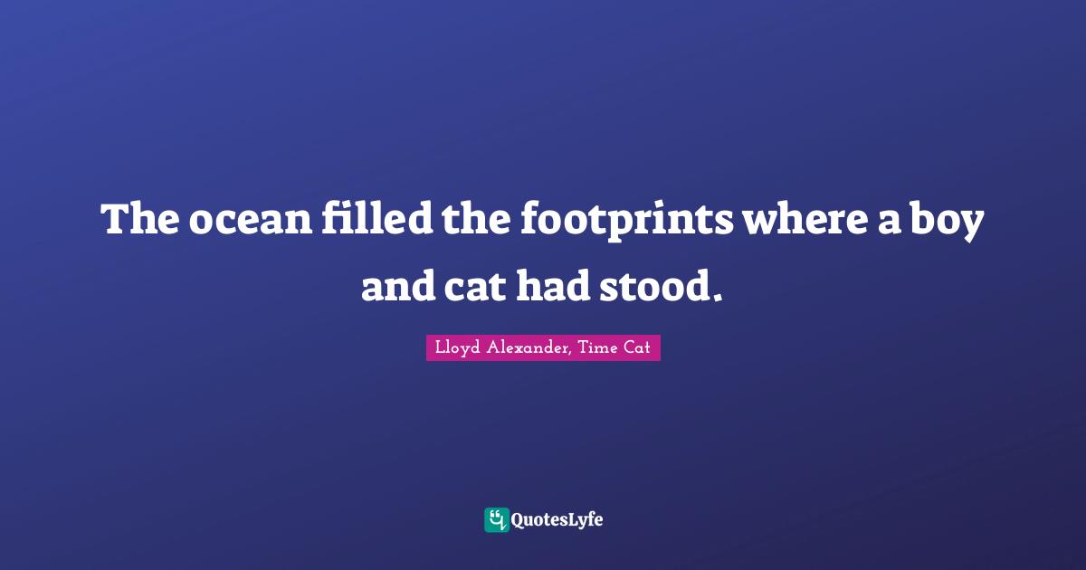 Lloyd Alexander, Time Cat Quotes: "The ocean filled the footprints where a boy and cat had stood."
