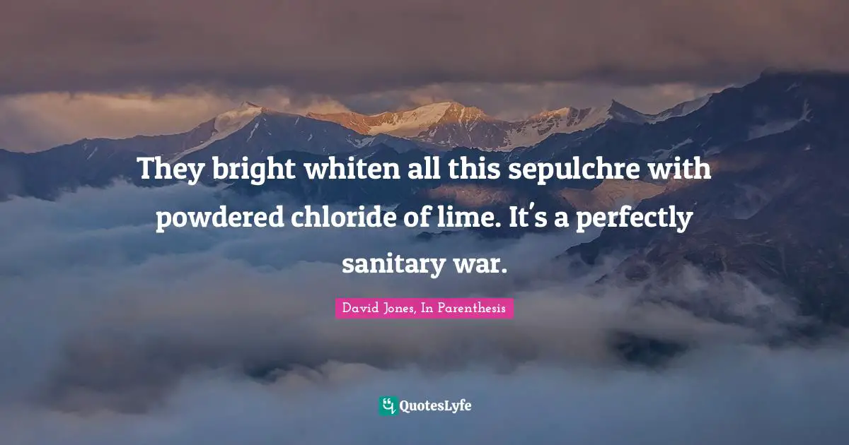 They bright whiten all this sepulchre with powdered chloride of lime. It's a perfectly sanitary war.