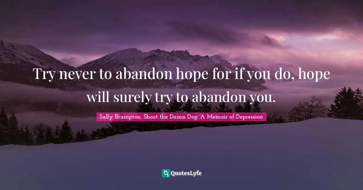 Try never to abandon hope for if you do, hope will surely try to abandon you.