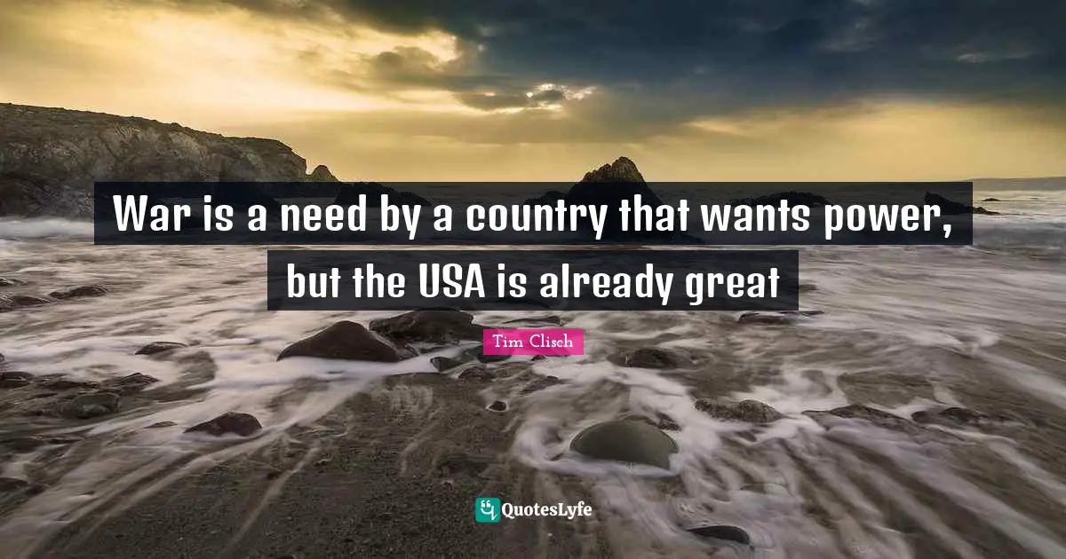 War is a need by a country that wants power, but the USA is already great