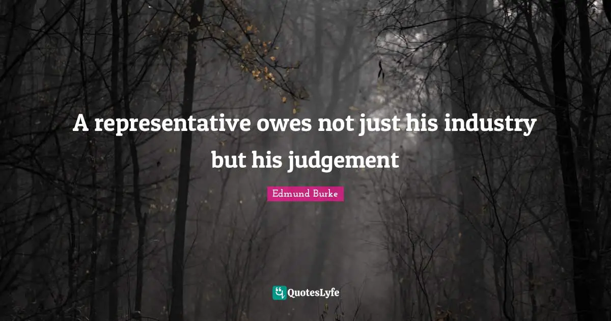 Edmund Burke Quotes: A representative owes not just his industry but his judgement