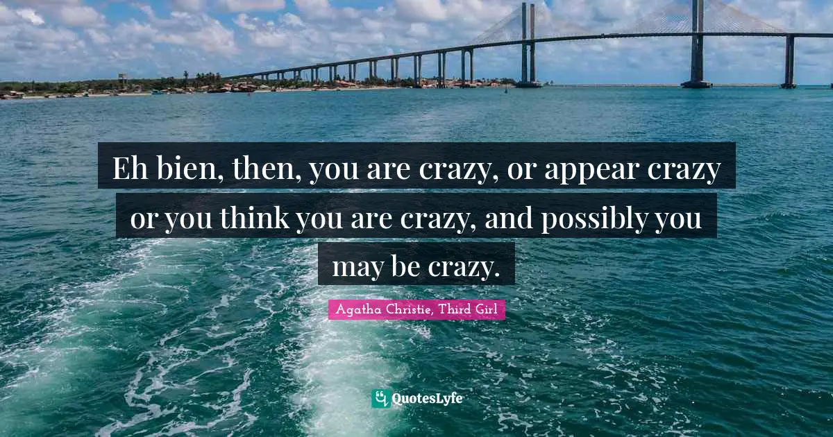 Eh bien, then, you are crazy, or appear crazy or you think you are crazy, and possibly you may be crazy.