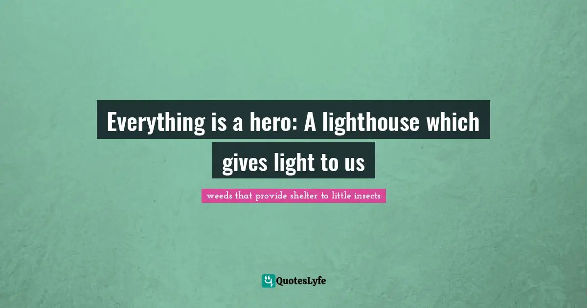 Everything is a hero: A lighthouse which gives light to us