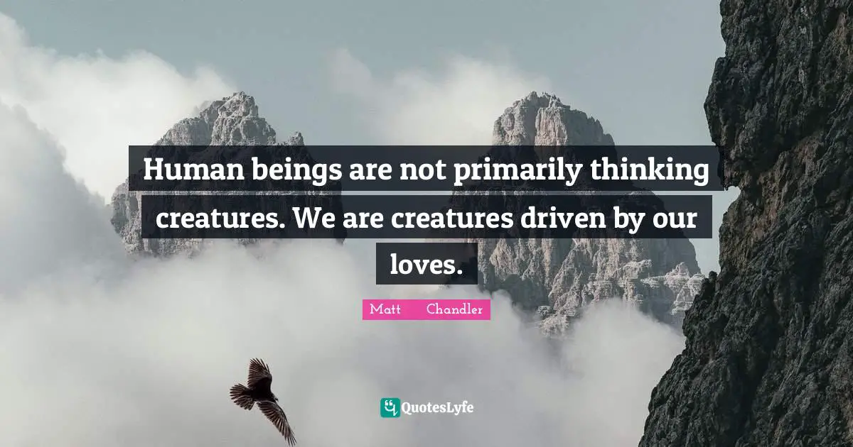Human beings are not primarily thinking creatures. We are creatures driven by our loves.