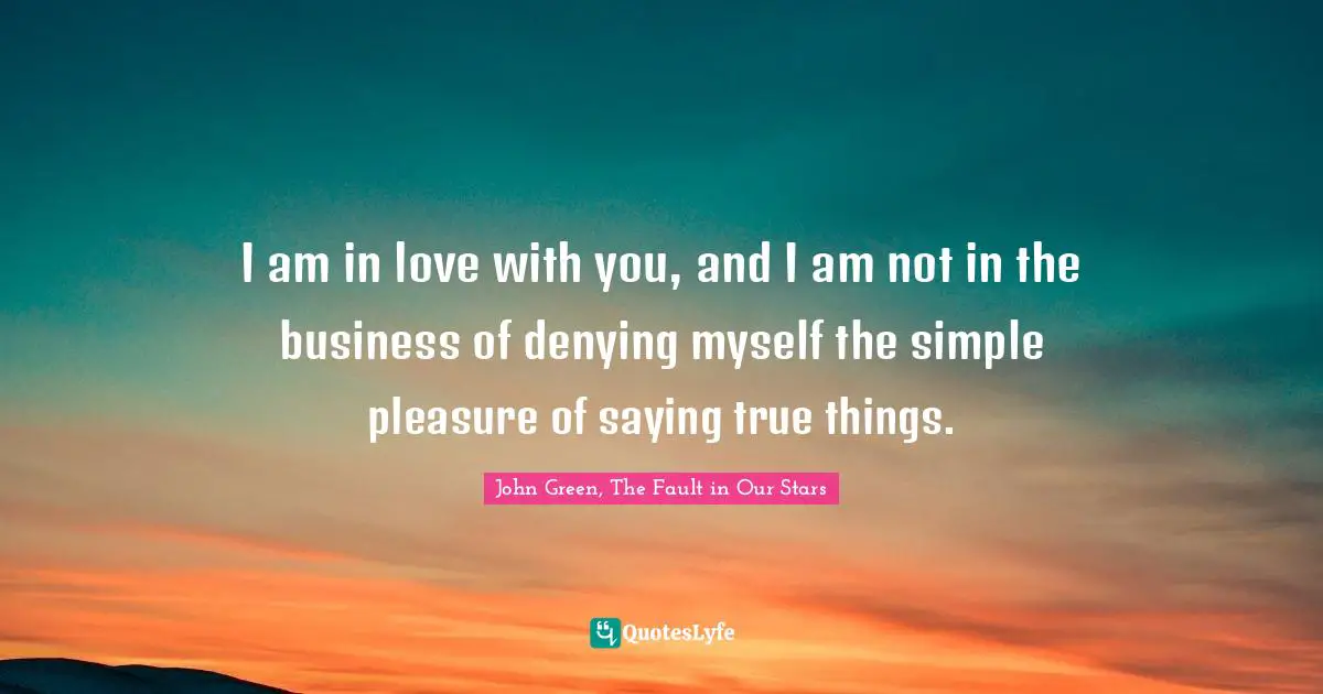 I am in love with you, and I am not in the business of denying myself the simple pleasure of saying true things.