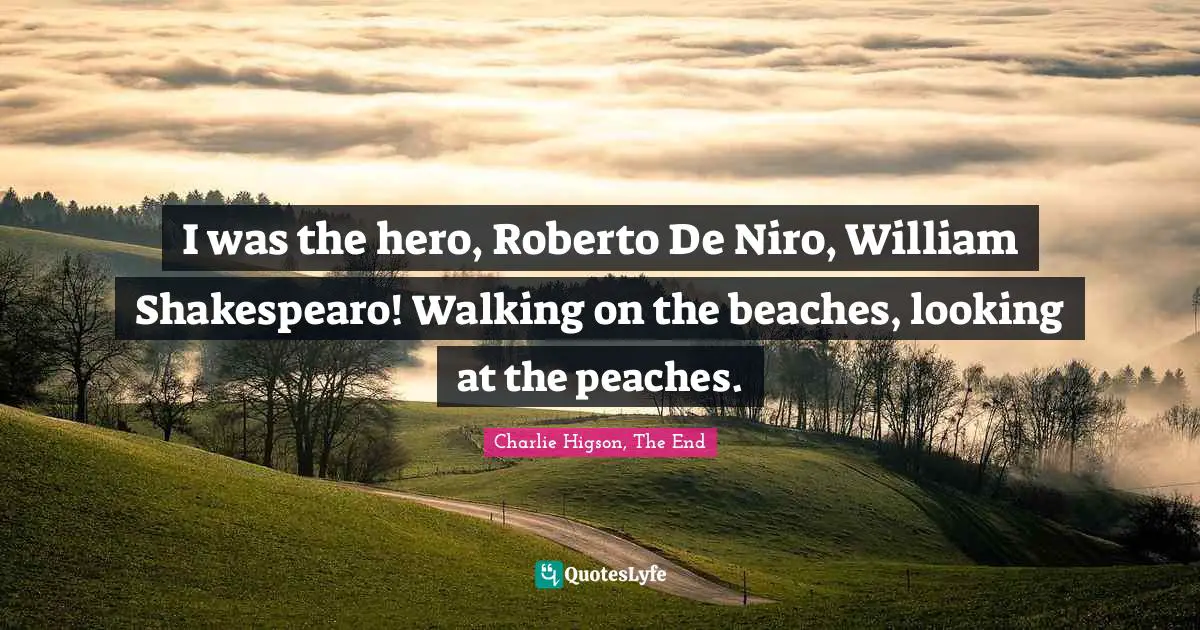 I was the hero, Roberto De Niro, William Shakespearo! Walking on the beaches, looking at the peaches.