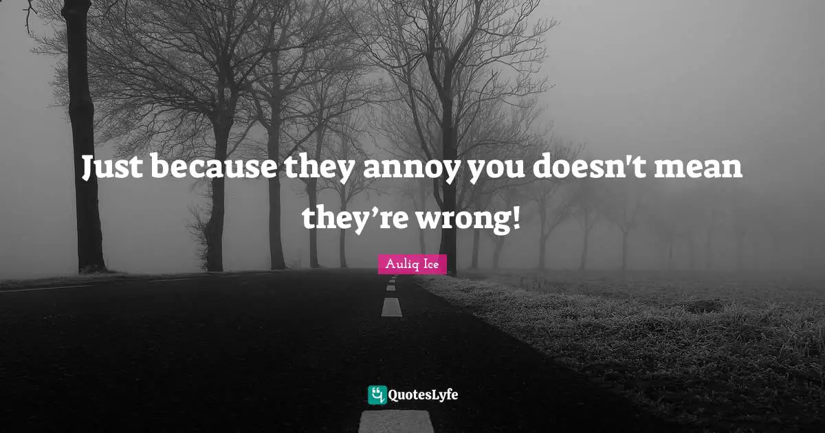 Auliq Ice Quotes: Just because they annoy you doesn't mean they’re wrong!
