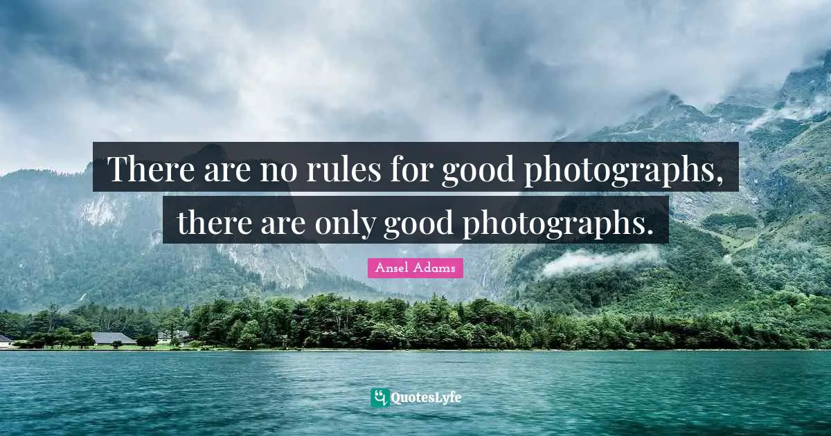 There are no rules for good photographs, there are only good photographs.