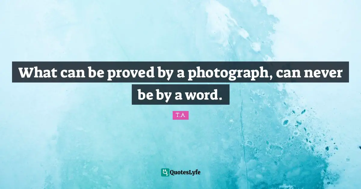 What can be proved by a photograph, can never be by a word.