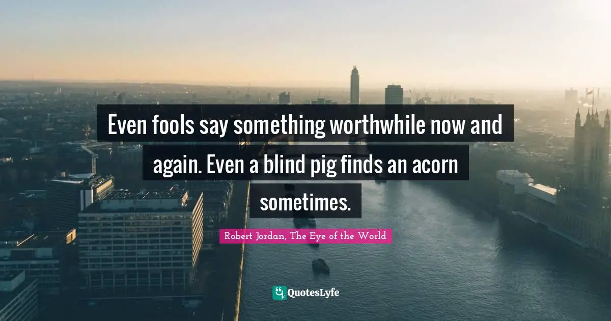Even fools say something worthwhile now and again. Even a blind pig finds an acorn sometimes.