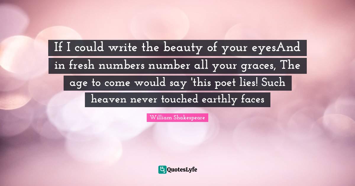 Shakespeare Quotes On Beauty If I Could Write The Beauty Of Your Eyesand In Fresh Numbers Number Al...  Quote By William Shakespeare - Quoteslyfe