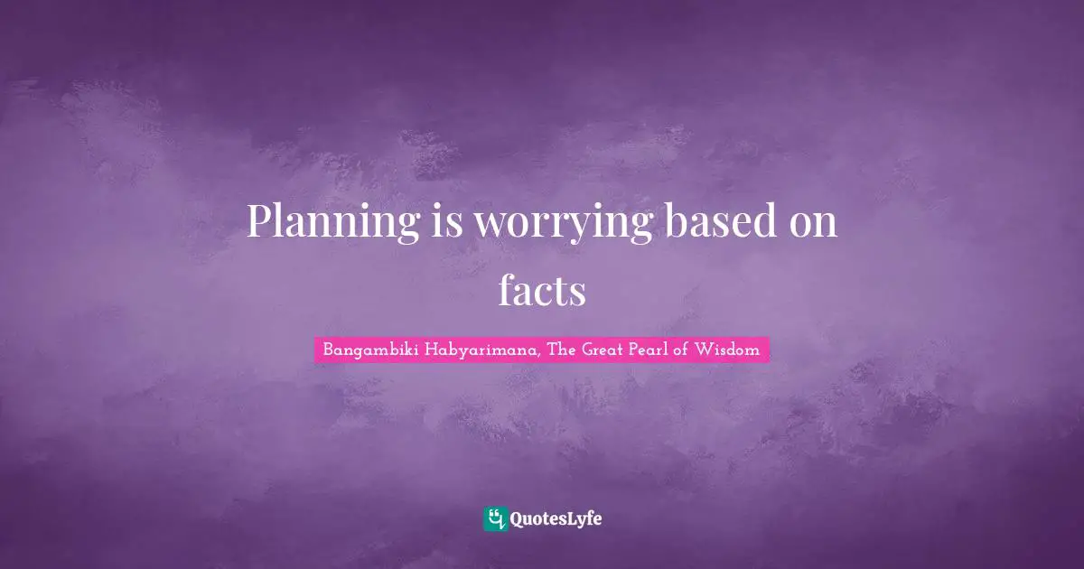 Worrying About The Future Quotes: "Planning is worrying based on facts"