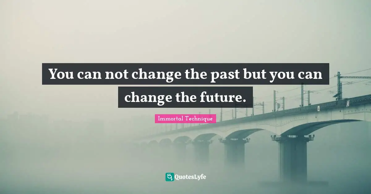 Immortal Technique Quotes: You can not change the past but you can change the future.