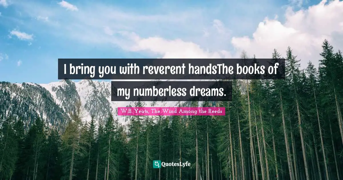 I bring you with reverent handsThe books of my numberless dreams.
