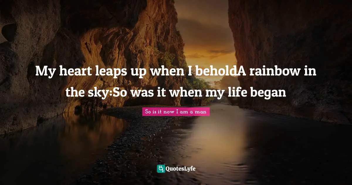 My heart leaps up when I beholdA rainbow in the sky:So was it when my life began