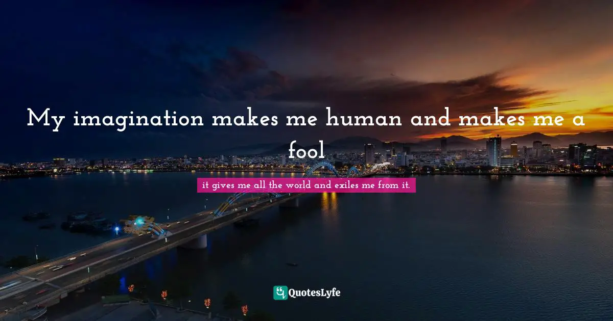 My imagination makes me human and makes me a fool