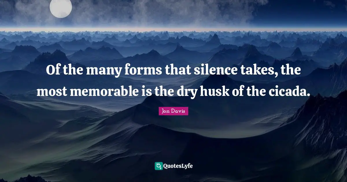 Of the many forms that silence takes, the most memorable is the dry husk of the cicada.