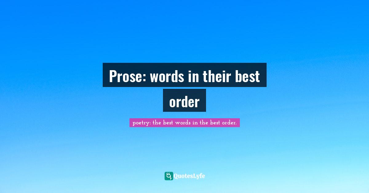 Prose: words in their best order