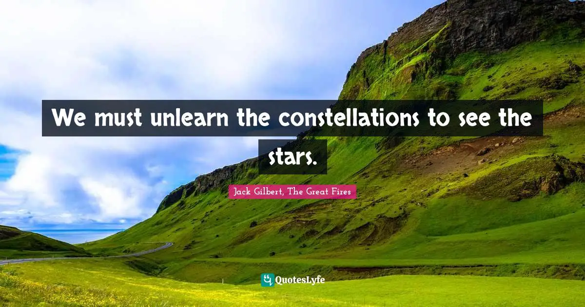 We must unlearn the constellations to see the stars.