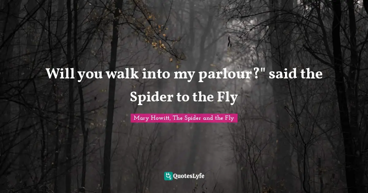 Will you walk into my parlour?" said the Spider to the Fly