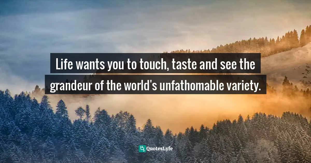 Life wants you to touch, taste and see the grandeur of the world's unfathomable variety.