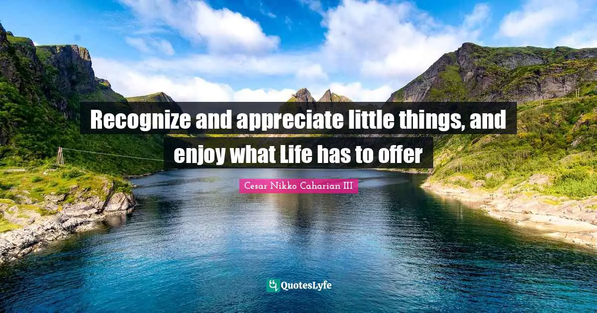 Recognize and appreciate little things, and enjoy what Life has to offer